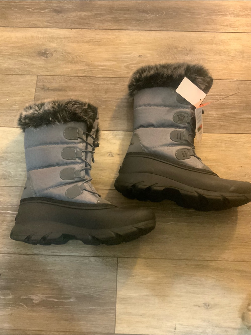 Women's Faux-Fur Trim Winter Snow Boots - Gray